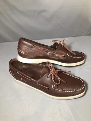 Sebago Docksides Womens 8N Brown Leather Moc Toe Boat Deck Portland Leather - Image 1 of 4