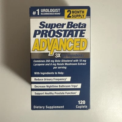 Super Beta 前列腺高级男性补充剂含 Beta-Sitosterol 120 粒 — 第 1/4 张图片