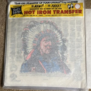 Lot 2 VTG Heat T Shirt Iron On Transfer Native American Indian Chief Head - Picture 1 of 2