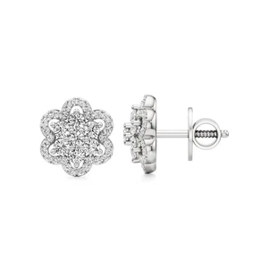 1.00 Ct Round Cut Lab Grown Diamond Stud Prong Earrings 14k Gold IGI Certified - Picture 1 of 13