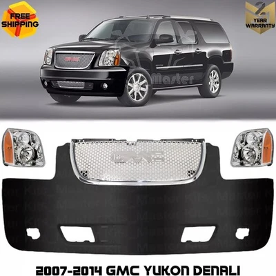 Front Bumper Cover Fascia & Grille Assembly Kit For 2007-2014 GMC Yukon Denali - Image 1 of 4