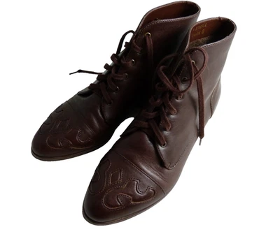 9 & Co by 9 West 皮革踝靴 7 米深栗色巴西制造 — 第 1/4 张图片