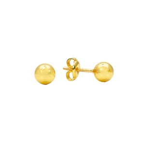 22ct Yellow Gold High Polished Round Plain Ball Stud Earrings 5mm - Picture 1 of 7
