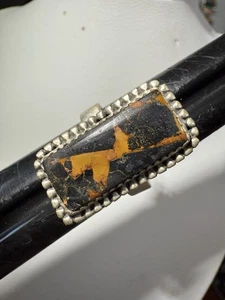 925, Plata de Ley Genuina Blackjack Turquesa Piedra, Anillo Barra Talla 7 Ajustable - Imagen 1 de 8