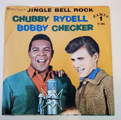 Chubby Checker & Bobby Rydell JINGLE BELL ROCK (ROCK 45/PS) #205 PLAYS VG++ - Image 1 of 4