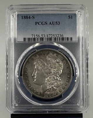 1884 S MORGAN SILVER DOLLAR PCGS AU53 - Image 1 of 2