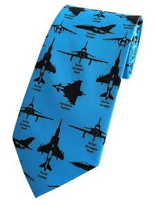 THE TIE STUDIO - British Fighter Jets  Necktie on Blue - Picture 1 of 1