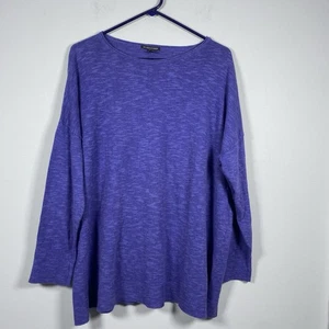 Eileen Fisher Organic Linen Cotton Women's L Purple Pullover Sweater Lagenlook - Picture 1 of 6