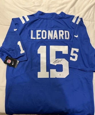 Riley Leonard Indianapolis Colts Authentic Nike Autographed #15 Jersey JSA COS - Image 1 of 4