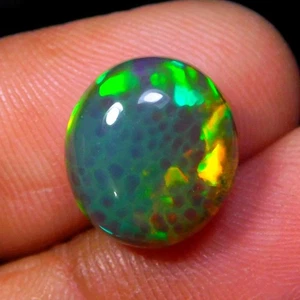 Very Rare Honeycomb Black Ethiopian Opal Cabochon Gemstone Backside Natural Sand - Picture 1 of 4
