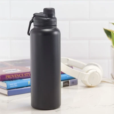 40 fl oz Rich Black Insulated Stainless Steel Water Bottle with Narrow Mouth - Image 1 of 4