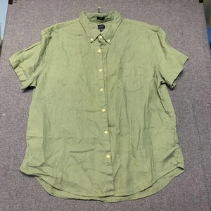 J. Crew Men's Shirt Size XXL Green Slim Fit Short Sleeve Button Up Linen Blend - Picture 1 of 11