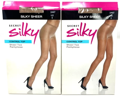 (2) Pantimedias Secret Silky Control Top Puntera Transparente Selladas 10407 Nude B Foto 1 de 3