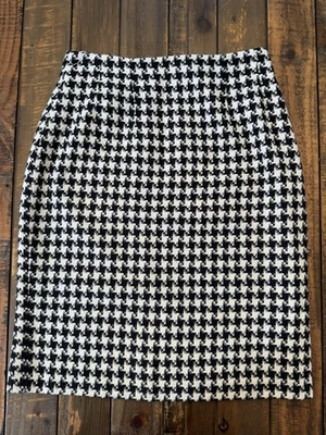 J.G. Falda Lápiz Hook Houndstooth Tweed Negro Blanco Forrada Mezcla Lana Talla 6 Foto 1 de 3