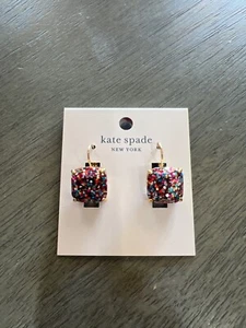 NWT Kate Spade square leverback earring $48 Multi Glitter - Picture 1 of 3
