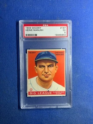 Tarjeta de béisbol Goudey 1933 Heinie Manush RC #187 clasificación PSA 5 EX Foto 1 de 2