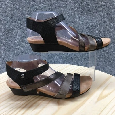 Босоножки женские Cobb Hill 11 M Hollywood с ремешком на лодыжке черные кожаные на танкетке C10239 - Изображение 1 из 4