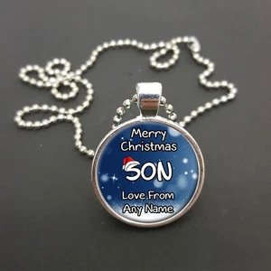 Colgante Personalizado Feliz Navidad Hijo 18" Bola Cadena Collar Regalo R255 - Imagen 1 de 1