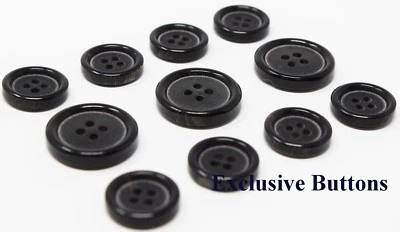 Genuine horn Black Buttons Set with White Speckling Accent - Image 1 of 2