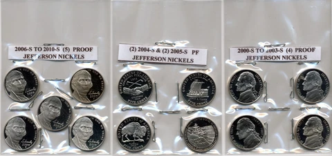 2000-S THRU 2022-S  "S MINT ONLY" PROOF JEFFERSON NICKELS (LOT OF 25 COINS) Cover