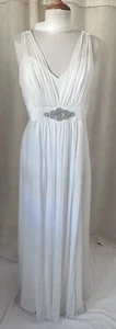Informal Bridal Wedding Formal Long Dress Gown Off White Color Size 2XL Chiffon - Picture 1 of 5