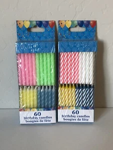 BIRTHDAY SPIRAL CANDLES Cake Toppers 2.25 Inch 60 Ct/Pk SELECT: Colors - Picture 1 of 2