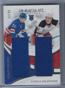 KAAPO KAKKO & VITALI KRAVTSOV 2019-20 PANINI IMMACULATE DUAL ROOKIE JERSEY /99