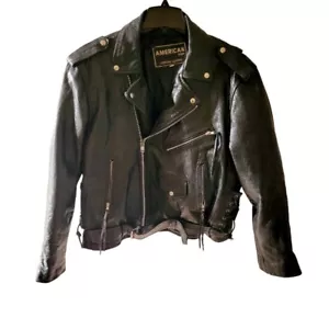 Vintage American Top Leather Motorcycle Jacket Sz 50 Biker Punk Rockstar Style - Picture 1 of 9