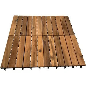 10x Terassenfliesen 0,9m² Bodenbelag Akazienholz 30x30cm Klickfliesen Balkon - Bild 1 von 8