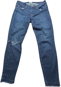 Pantalones de mezclilla J Crew para mujer talla 32 palillo de dientes pierna dobladillo crudo tiro medio lavado oscuro - Imagen 1 de 11