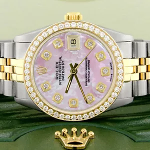 Rolex Datejust 2-Tone Gold/Steel 31mm Watch w/Custom Diamond Bezel/ Pink MOP - Picture 1 of 12