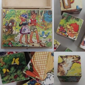 Rompecabezas de bloques de madera Eichhorn de cuento de hadas folclore de madera alemán vintage - Imagen 1 de 12