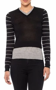 Joe's Jeans Magdelena Sweater Luxe Cashmere Pullover Black/Heather Grey Nwt $245 - Picture 1 of 2