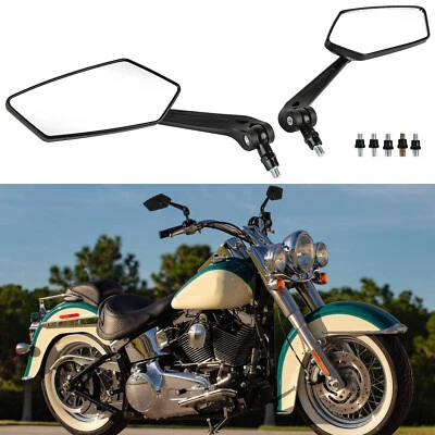 Motorcycle Mirrors Black For Harley Road Glide King Street Glide Touring Softail Foto 1 de 4