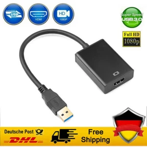 NUE 1080p Video Kabel USB 3.0 to HDMI Adapter HD Konverter für Laptop HDTV TV DE - Afbeelding 1 van 12