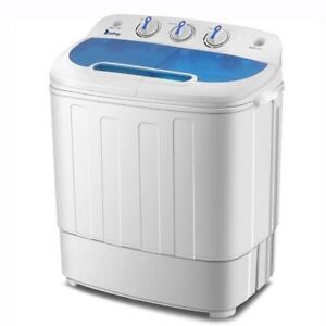 Portable Semi-Auto Compact Twin Tub 15lbs Total Washing Machine Washer Spinner