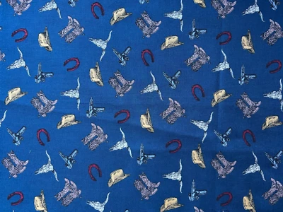 Sombrero de montura de bota de vaquero occidental "John Wayne" ~ FQ 100 % algodón ~ cuarto de grasa Foto 1 de 2