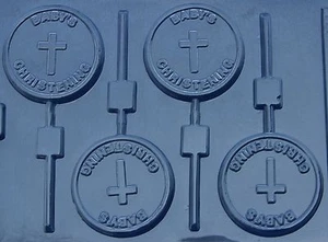 BABY TAUFE KREUZ TAUFE LUTSCHER SCHOKOLADE BONBONFORM ZUM SELBERMACHEN PARTYGESCHENK  - Bild 1 von 1