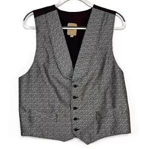 Wah Maker Frontier Clothing Large Silver Grey Patterned Button Up Vest - Picture 1 of 4