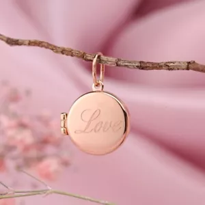 585 Rotgold 14kt Gold Medaillon Anhänger Love Liebe Rund Medaillon für Foto NEU - Bild 1 von 3