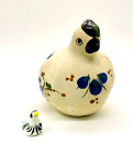 Tonala Mexican Pair of Folk Art Design Hand Painted Pottery Dove Bird Figurines