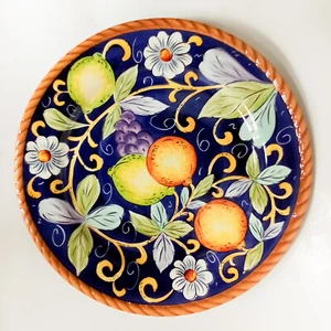 Villa Bellagio by Tabletops Unlimited Dinner Plate Fruit Floral Blue 11" - Picture 1 of 3