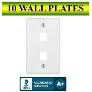 10 PACK Wall Plate 2 Port White Keystone Jack for RJ45 HDMI, USB, A/V Connectors - Picture 1 of 2