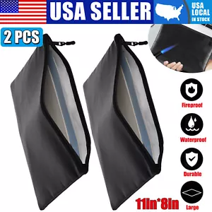Fireproof Document Bag Waterproof Money Bag Fire Safe Cash Pouch Envelope Holder - Picture 1 of 9