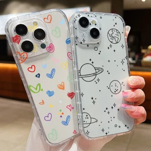 For iPhone 15 Pro Max 14 13 12 11 X XS 8 7 XR Heart Clear Soft Phone Case Cover - Picture 1 of 15