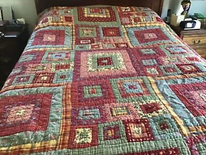 THE COMPANY STORE PATCHWORK REVERSIBLE KING SIZE COTTON QUILT - Picture 1 of 17