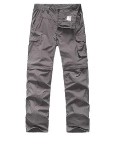 Boys Cargo Pants Hiking Quick Dry Convertible Outdoors M Gray Waterproof Fish - Picture 1 of 7