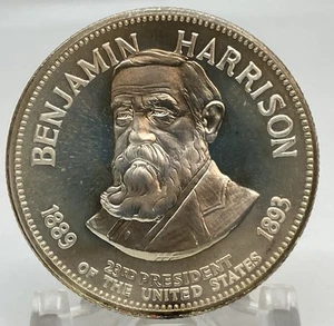 Moneda medalla de plata esterlina Benjamin Harrison 1967 Franklin Mint - Imagen 1 de 7