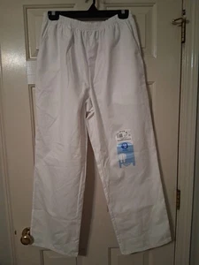 SB SCRUBS Unisex SZ M Petite White Elastic Waist Pants NWT - Picture 1 of 6