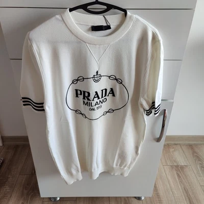 Camiseta PRADA Hombre Blanca Manga Corta Tejida Foto 1 de 2